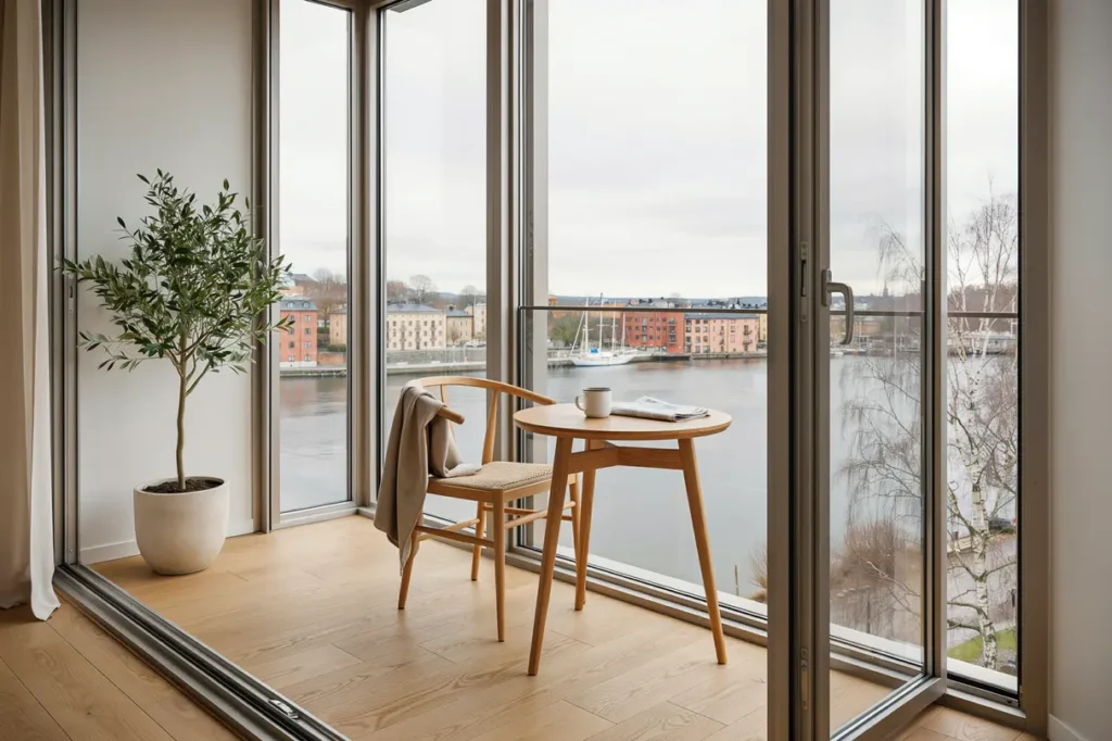 balkonginglasning med utsikt mot liljeholmen p s dermalm stockholm