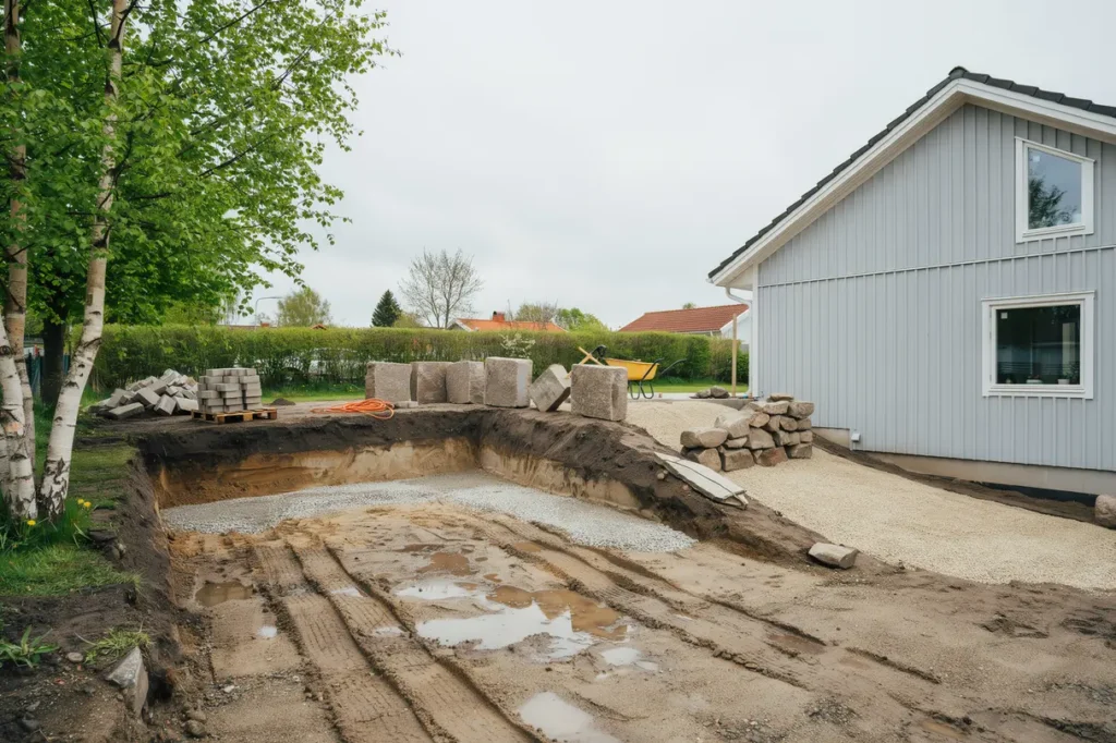 augusti r b sta tiden f r markarbete p tomten s f rbereder du f r garageuppfart st dmur eller ny uteplats